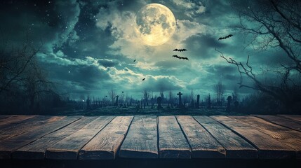 Poster - Halloween background night moon sky.