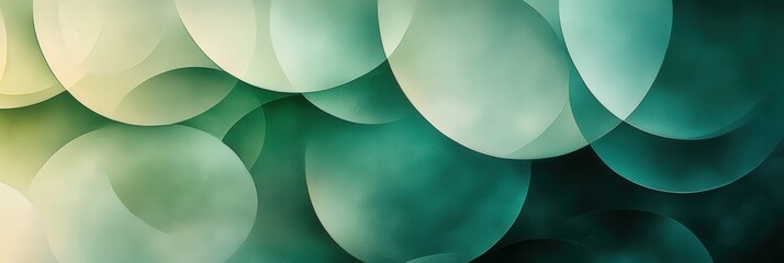 Canvas Print - A collection of softly blended circular shapes in varying shades of green and teal creates a calming abstract design. This artwork is ideal for use in modern decor or as a digital background