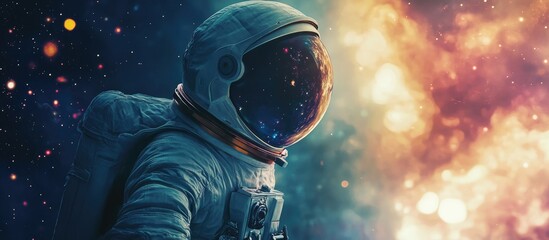 Wall Mural - astronaut in a space void mixed media artwork