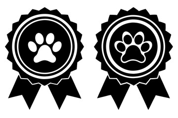 Wall Mural - badges ribbons with paw silhouette vector