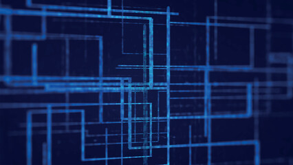 Poster - Abstract techno background. 3d technological composition. Information technology concept. Digital cyberspace with particles. 3d vector illustration.