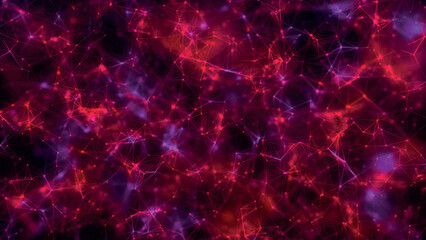 Poster - Abstract background with connecting dots and lines. Network connection structure. Plexus effect. 3d Vector illustration.