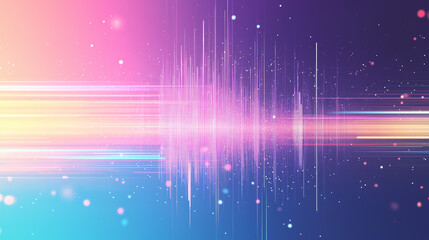 Wall Mural - The technolocical ocean of data (no real water, just wires, numbers, chips and leds). Subtle design, bright, smooth colors, pastel, purple, blue, yellow gradients. Bright athmosphere, soft colors,