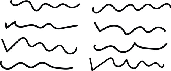 Aufkleber - set of abstract hand drawn bold wavy underline vector illustration.