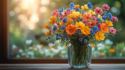 Wall Mural - Colorful Flowers in a Vase