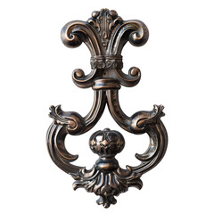 Poster - Bronze ornament featuring a classic fleur de lis and acanthus design, isolated on a white background