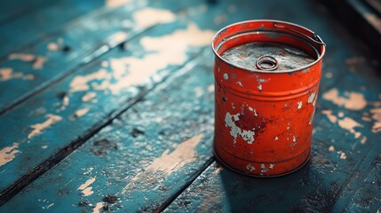 Poster - Red Can on Rustic Wood