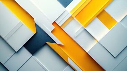 Poster - Abstract Geometric Design with Yellow and White