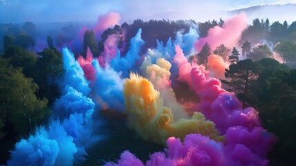 Poster - colourful cloud of holi festival