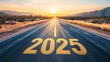 © Oulaphone - Road to 2025 with an empty road, success of the new year 2025, happy new year concept.