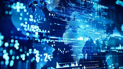 Poster - Global connections and data transfer concept background