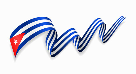 Wall Mural - Cuban flag wavy abstract background. Vector illustration.