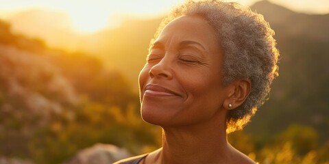 Sticker - Serene Sunrise with Elderly Woman