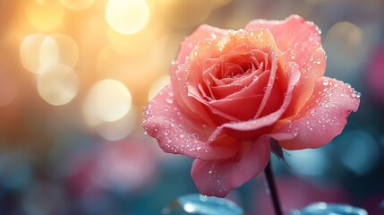 Sticker - A Single Rose with Dew Drops