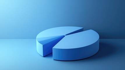 Poster - Abstract 3D pie chart with smooth, curved segments, set against a gradient blue background