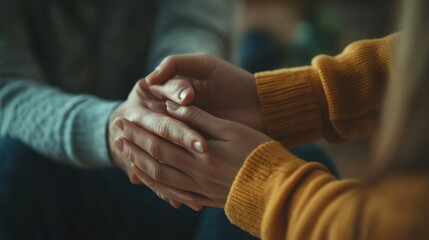 emotional support close-up, hands offering a comforting gesture during an intense emotional conversa