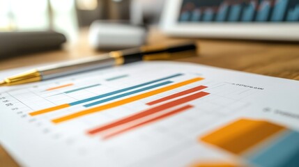 Poster - Close-up of a stock market analysis chart with a mix of bar graphs and line graphs highlighting key data