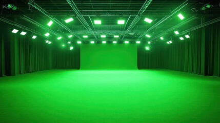 Leinwandbilder - A large green room with a green screen
