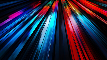 Poster - A dynamic color prism concept backdrop featuring angular prisms refracting light into vibrant hues, creating streaks of blue, red, and green across a sleek black background.