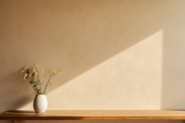 Wall Mural - Beige wall architecture simplicity flower.