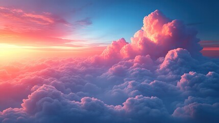 Poster - The sky is filled with clouds and the sun is setting