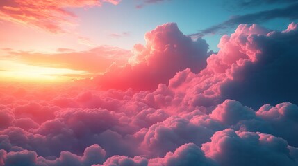Poster - A beautiful pink and blue sky with clouds
