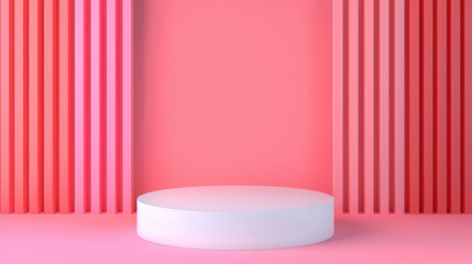 Wall Mural - floating podium, vibrant 3d elements, sleek flat design, modern visual representation, ideal for pre