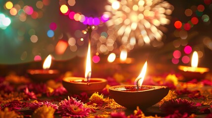 Canvas Print - Diwali light and firework celebration