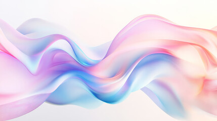 Wall Mural - A surreal 3D wave design in soft pastel gradients of pink, blue, and purple, with fluid shapes and smooth transitions that evoke a sense of motion across a clean white background.