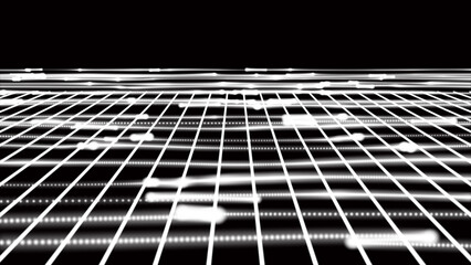 Aufkleber - Vector gradient grid. Perspective tile of lines. Detailed vector illustration. Wireframe landscape on black background.