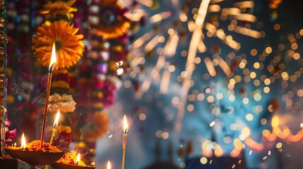 Poster - Diwali light and firework celebration