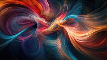 Poster - Dynamic swirling lines in vibrant colors, creating a sense of movement and energy, dark background
