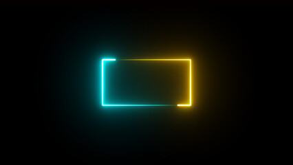 Neon Light glowing shape illustration in retro style rectangle line.