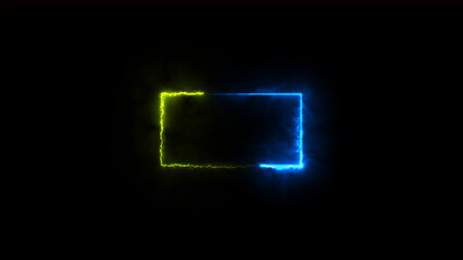 Poster - Neon Light glowing shape illustration in retro style. Abstract fire beautiful color neon light rectangle illustration background