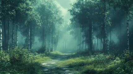Poster - A forest with a path through it