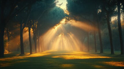 Poster - A forest with trees in the foreground and background