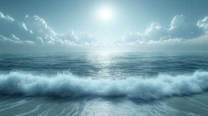 Poster - The ocean is calm and the sun is shining on the water