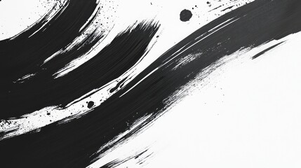 Poster - Minimalist abstract background with monochrome brush strokes, modern and clean design