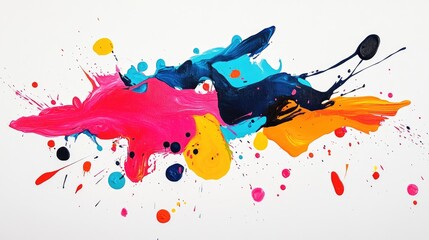Poster - Organic shapes in bold colors, resembling paint splatters on a white background, creative and artistic