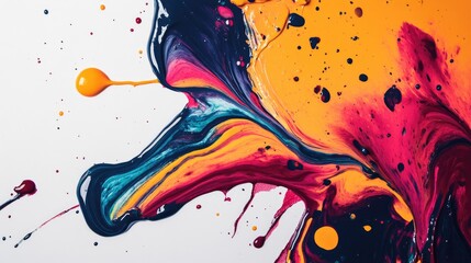 Poster - Organic shapes in bold colors, resembling paint splatters on a white background, creative and artistic