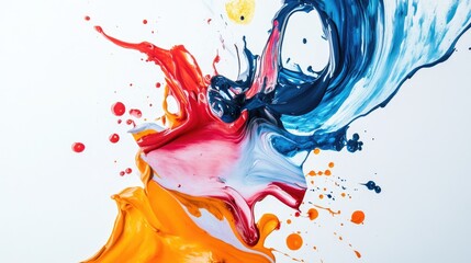 Poster - Organic shapes in bold colors, resembling paint splatters on a white background, creative and artistic