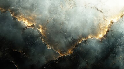 Fototapete - A painting of a stormy sky with a lot of smoke and fire