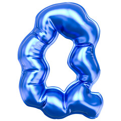 Fototapete - Balloon Q Font Blue 3D Render