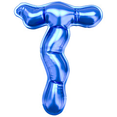 Fototapete - Balloon T Font Blue 3D Render