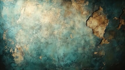 Poster - A blue and brown wall with a crack in it