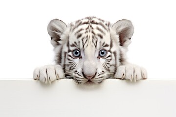 Canvas Print - White Bengal Tiger tiger wildlife peeking.