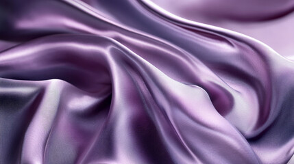 Poster - Silky fabric in shades of violet and silver, folding and curving in an abstract pattern, with soft light creating a serene, fluid texture.