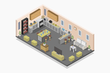 Wall Mural - Kitchen room isometric