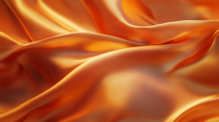 Smooth waves of silk in shades of deep orange and gold, creating an abstract background with rich, fluid textures and soft highlights.