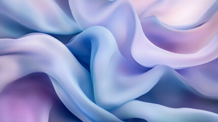 Poster - Soft silk folds in shades of pastel blue and lilac, creating an abstract fluid design with smooth, flowing textures and light reflections.